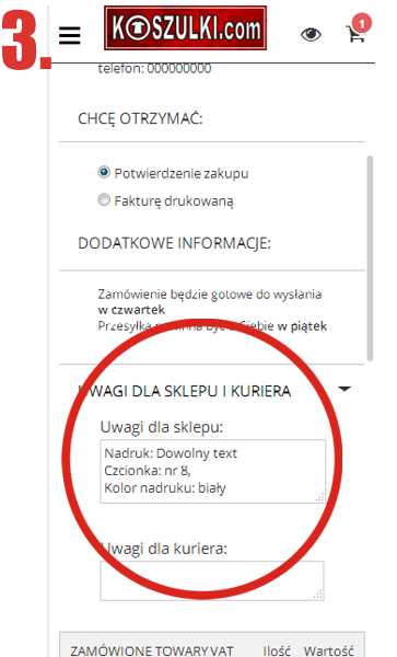 wpisz treść nadruku