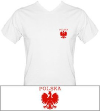 T-shirt v-Neck TV007 Polska mały Orzeł Biały