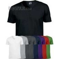 t-shirt bez nadruku w serek Czarny