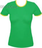 koszulka damska ZIELONA - żółta lamówka
