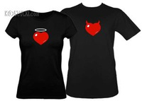Koszulki dla pary-Zestaw koszulka damska aureolka i t-shirt Serce różki