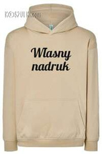 Bluza OVERSIZE bezowa z kapturem z własnym nadrukiem gruba duza sport