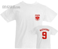T-shirt dziecięcy- Polska + Własnie nazwisko i numer