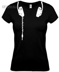 koszulka damska Słuchawki- CZARNA