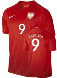 Oryginalna Koszulka Reprezentacji Polski Nike Euro2016 Away Stadium Czerwona Nazwisko