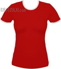 koszulka damska Czerwona z białą lamówką