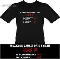 t-shirt 100% w szkole