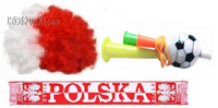 Zestaw Polska kibica3 reprezentacji afro czapka szalik trąbka tuba