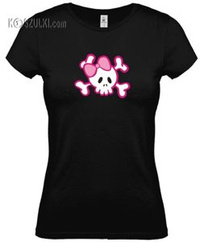 koszulka damska Pink Skull- CZARNA