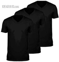 Koszulki czarne bez nadruku vneck serek pakiet promocyjny 3szt