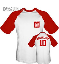 T-shirt Baseball Polska + własne nazwisko Biało-Bordowy