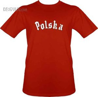 t-shirt Polska napis Gotyk -Czerwony