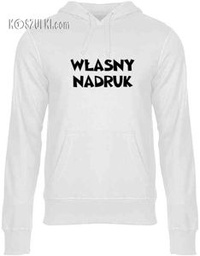 Bluza  z własnym nadrukiem biała męska napisem z kapturem