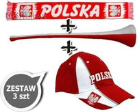 Zestaw Polska kibica reprezentacji czapka euro 2024 szalik trąbka 11