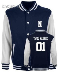 Kurtka baseball- Granatowo-biała- z własnym nadrukiem