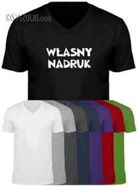 t-shirt V-neck dowolny tekst