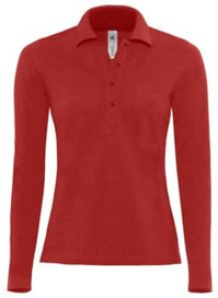 Koszulka polska polo damska z długim rękawem czerwona