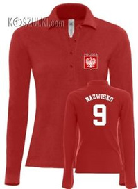 Koszulka Polo damska z dlugim rękawem Polska Nazwisko i numer
