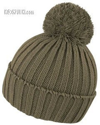 Czapka dzianinowa z pomponem khaki
