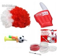 Zestaw Polska kibica reprezentacji 7 czapka afro trąbka farbki lapa