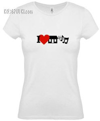 koszulka damska I Love House Music- BIAŁA