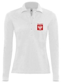 Koszulka Polo dlugi rękaw  Damska  małe godło Polska