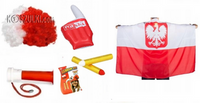 Zestaw Polska kibica euro 2024 reprezentacji czapka afro flaga trabka 61