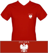 T-shirt Polska mały Orzeł Czerwony vNeck