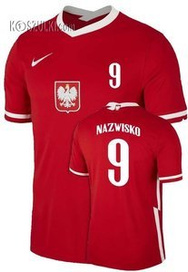 Oryginalna Koszulka Reprezentacji Polski Nike  Poland 2020 2021 Breathe Stadium Home Jersey czerwona Nazwisko i numer
