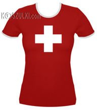 koszulka damska Krzyżyk SWISS- CZERWONA