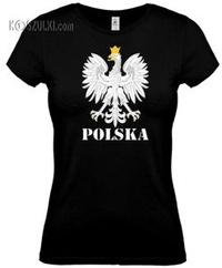 koszulka damska Kd002 Orzeł Polska- Czarna