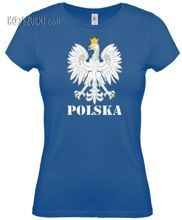 koszulka damska Kd003 Orzeł Polska- Niebieski
