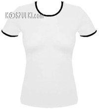 koszulka damska Biała z czarną lamówką