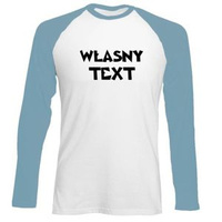 Longsleeve Męski dowolny tekst biało-jasnoniebieski