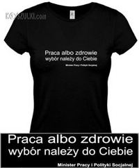 koszulka damska Praca albo zdrowie- CZARNA