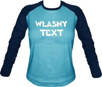 Longsleeve Damski dowolny tekst jasno niebieski-granat