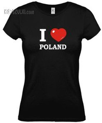 koszulka damska I love Poland Czarny