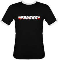 t-shirt 2K054 Polska napis Flaga Czarny