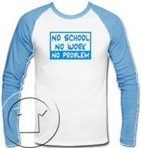 Longsleeve Męski No School No Problem Biało-Jasnoniebieski