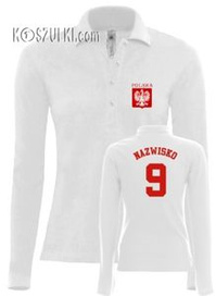 Koszulka Polo damska z dlugim rękawem Polska Nazwisko i numer