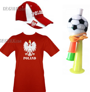 Zestaw Polska kibica Reprezentacji tshirt orzeł trąbka czapka  22