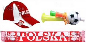 Zestaw Polska kibica reprezentacji czapka z daszkiem szalik trąbka 12