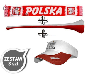 Zestaw kibica polska reprezentacji szalik daszek wuwuzela 33