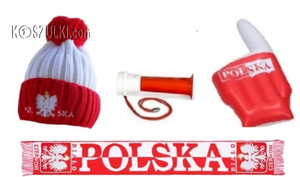 Zestaw reprezentacji polska czapka pompon szalik zimowa trąbka łapa